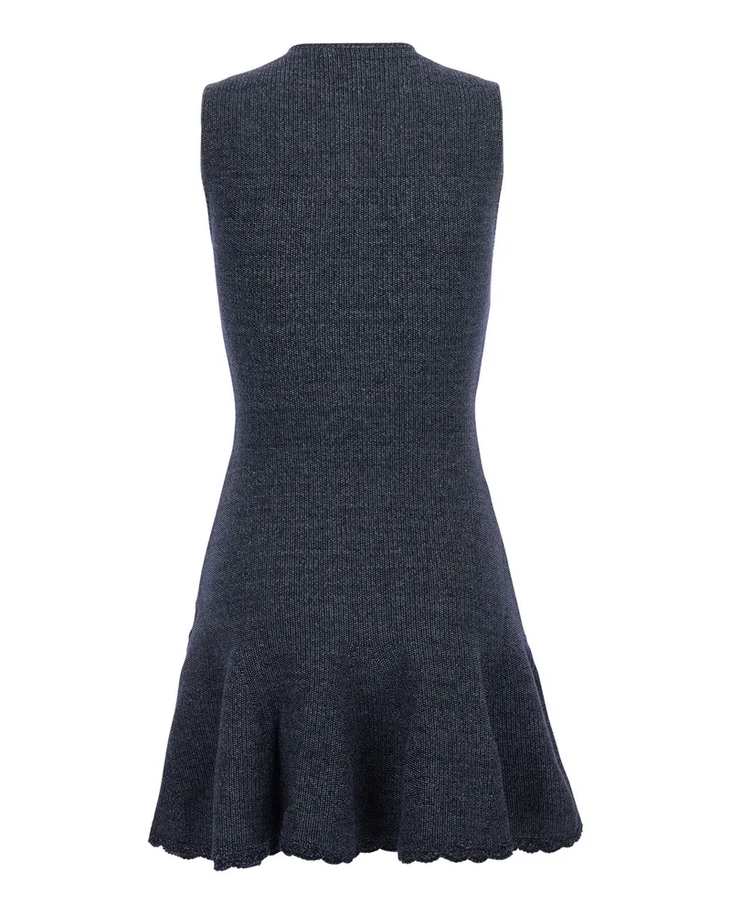 Self-Portrait Textured Knit Mini Dress — Blue Blue
