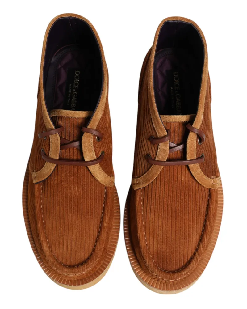 Dolce & Gabbana Men's Brown Suede Nubuck Leather Desert Ankle Boots Shoes Brown