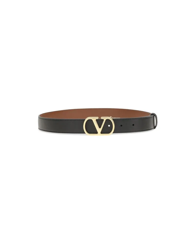 Valentino Garavani Women's Black Calf Leather Bos Taurus Belt Black
