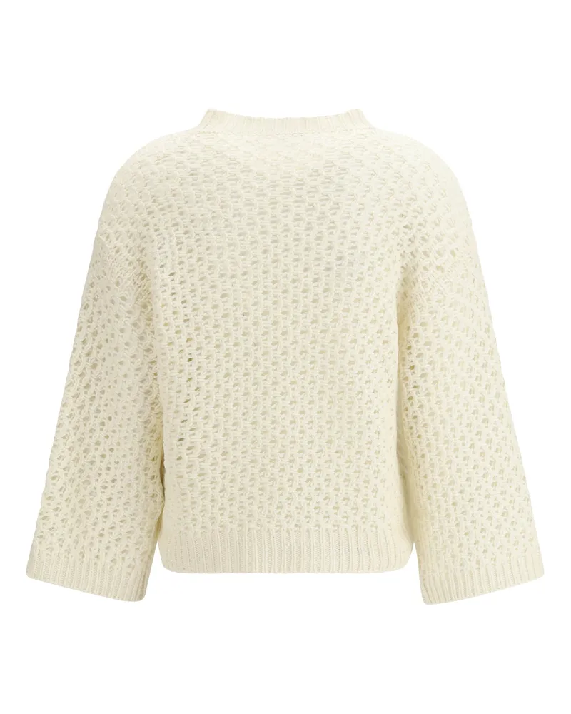 Fabiana Filippi Women's Jumper Crafted From Platinum Yarn With Micro Sequins Rafia Sweater Beige
