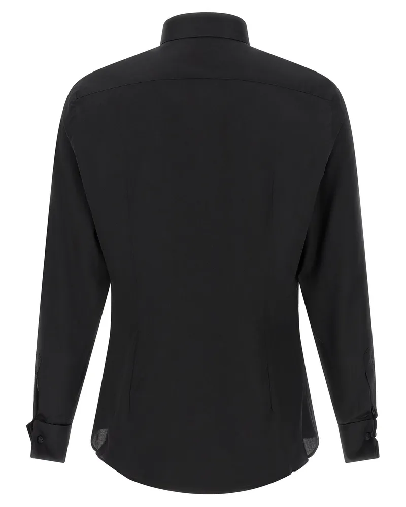 Pal Zileri Pleated Plastron Tuxedo Shirt — Black Black