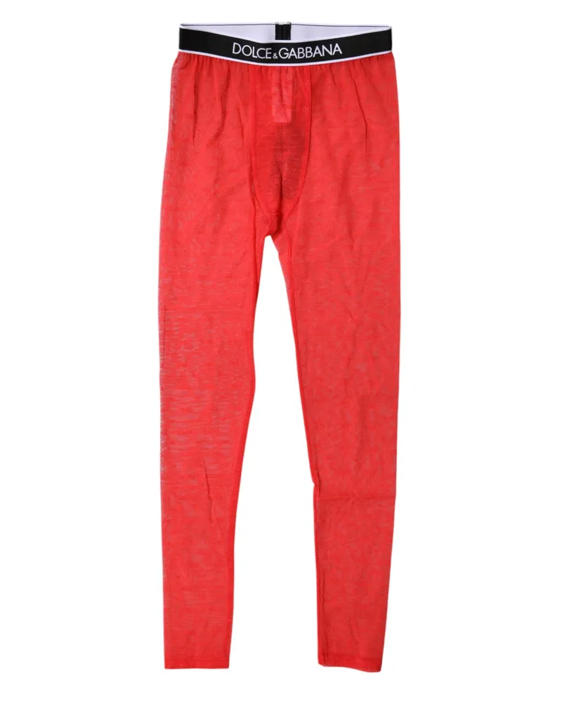 Dolce & Gabbana Women Red Logo Lace Lingerie Tight Pants Underwear Nylon Elastane Red