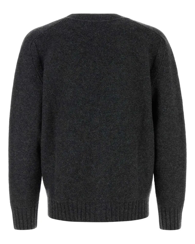 Bottega Veneta Men's Charcoal Wool Cardigan Anthracite Exterior: Maglieria Gray