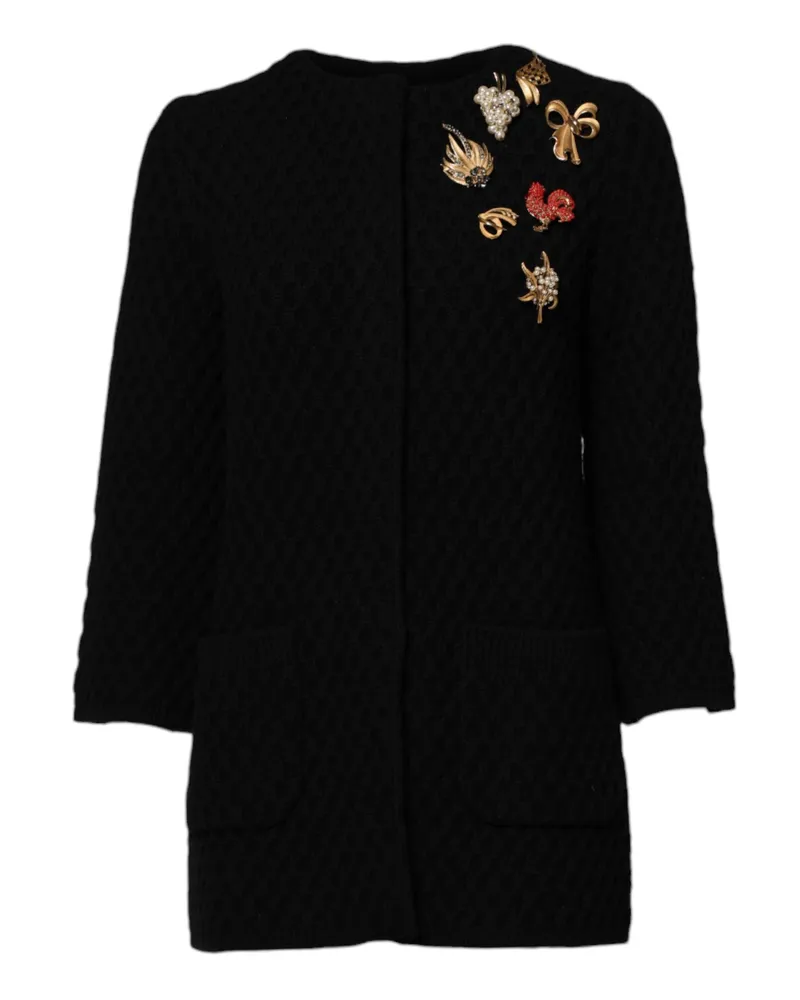 Dolce & Gabbana Women's Black Cashmere Quilted Embellished Jacket Clothing Black