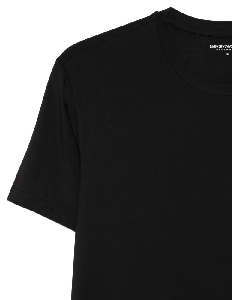 Emporio Armani Crew Neck Embroidered Logo T-Shirt — Black Black