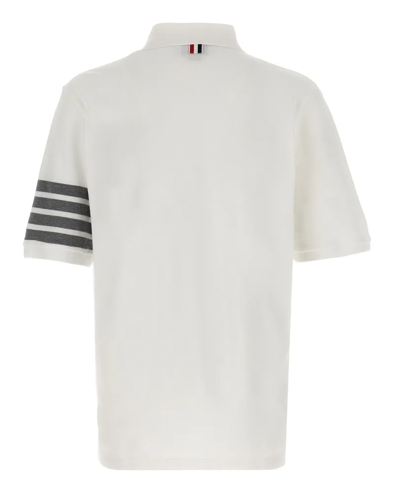Thom Browne Cotton Piqué with Striped 4Bar Sleeve Polo Shirt — White White