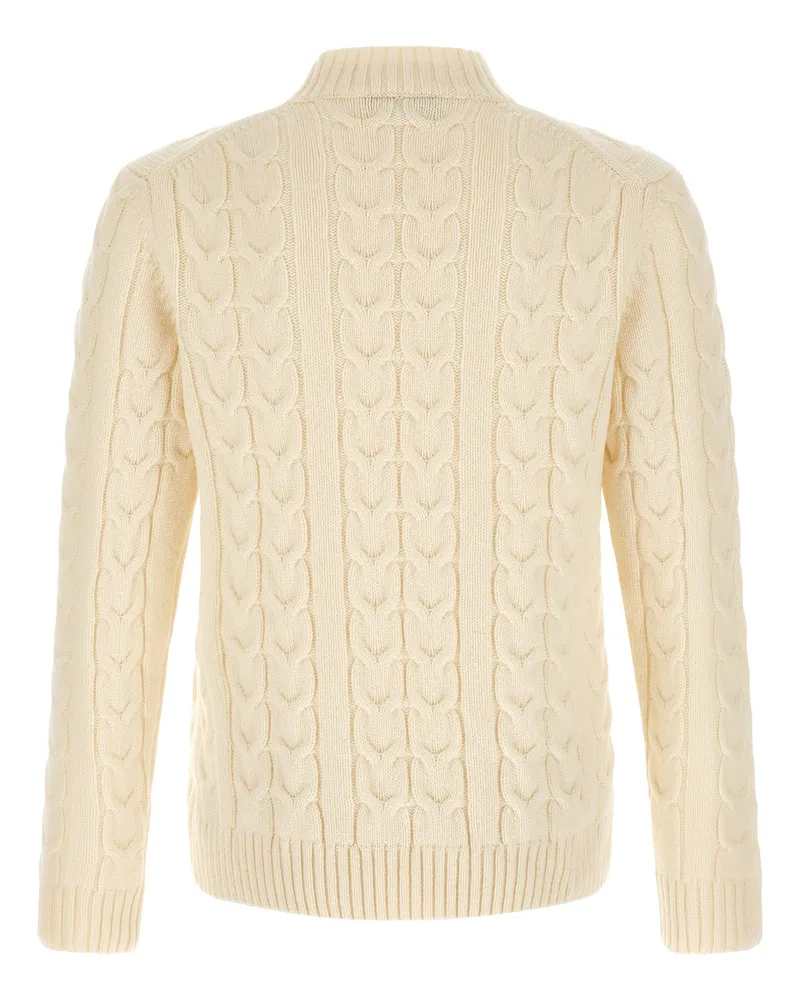 Zanone Braided Cable Knit Sweater — Cream Cream