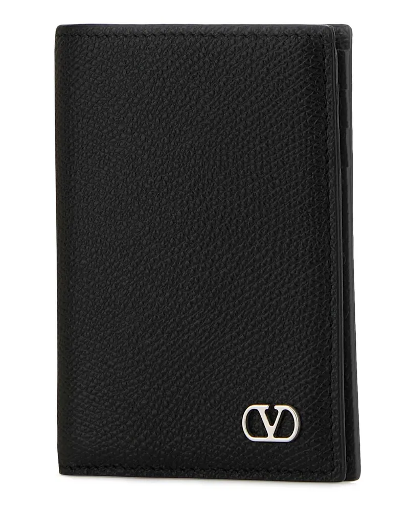 Valentino Garavani Men's Black Leather Card Holder Nero Calf - Bos Taurus Portafogli Black
