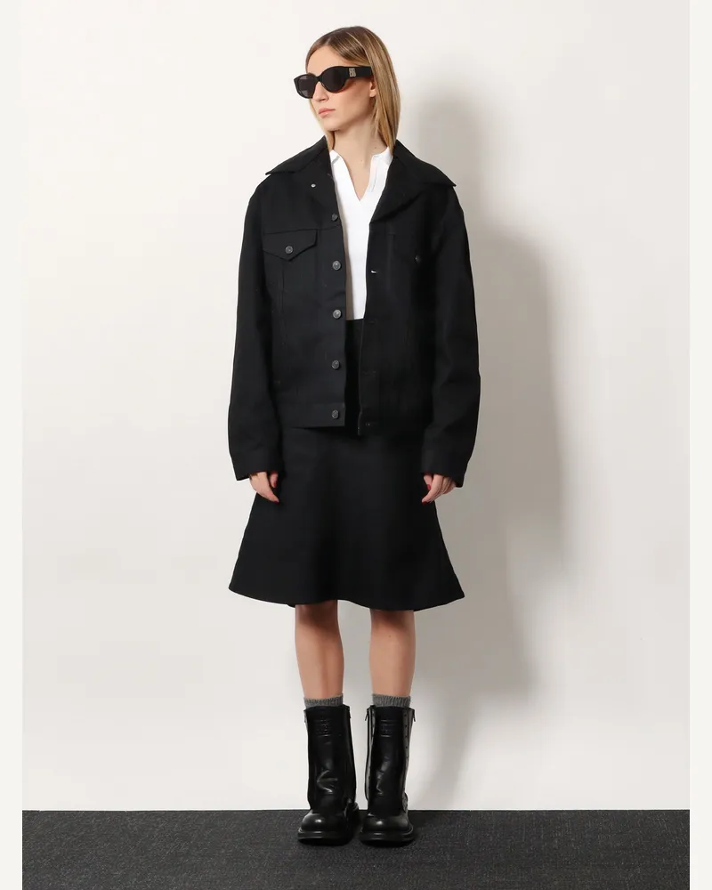 Balenciaga Women Denim Jacket Standing Black Cotton Black