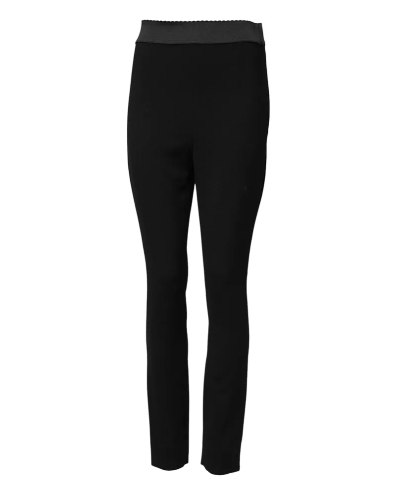 Dolce & Gabbana Women Black Wool Leggings Stretch Pants 99 Virgin Elastane Black
