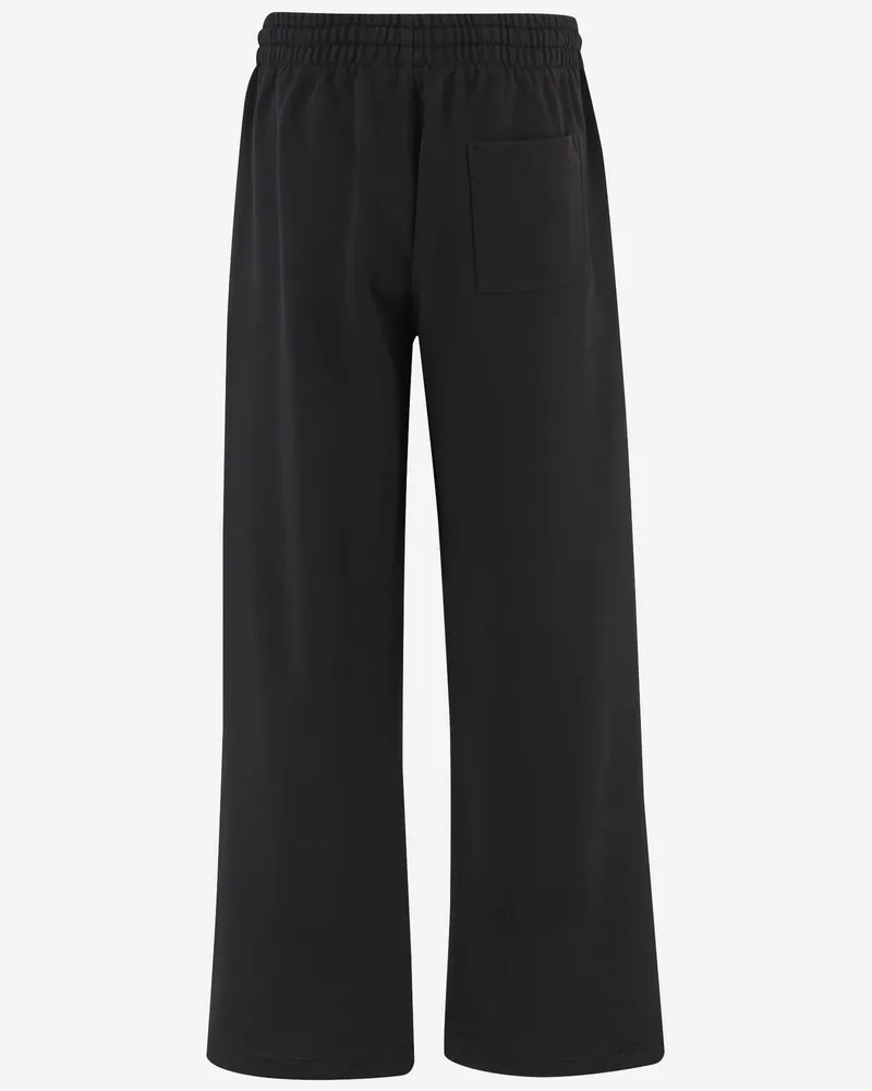 Casablanca Paris Men Cotton Pants With Logo Black Organic Trousers Black