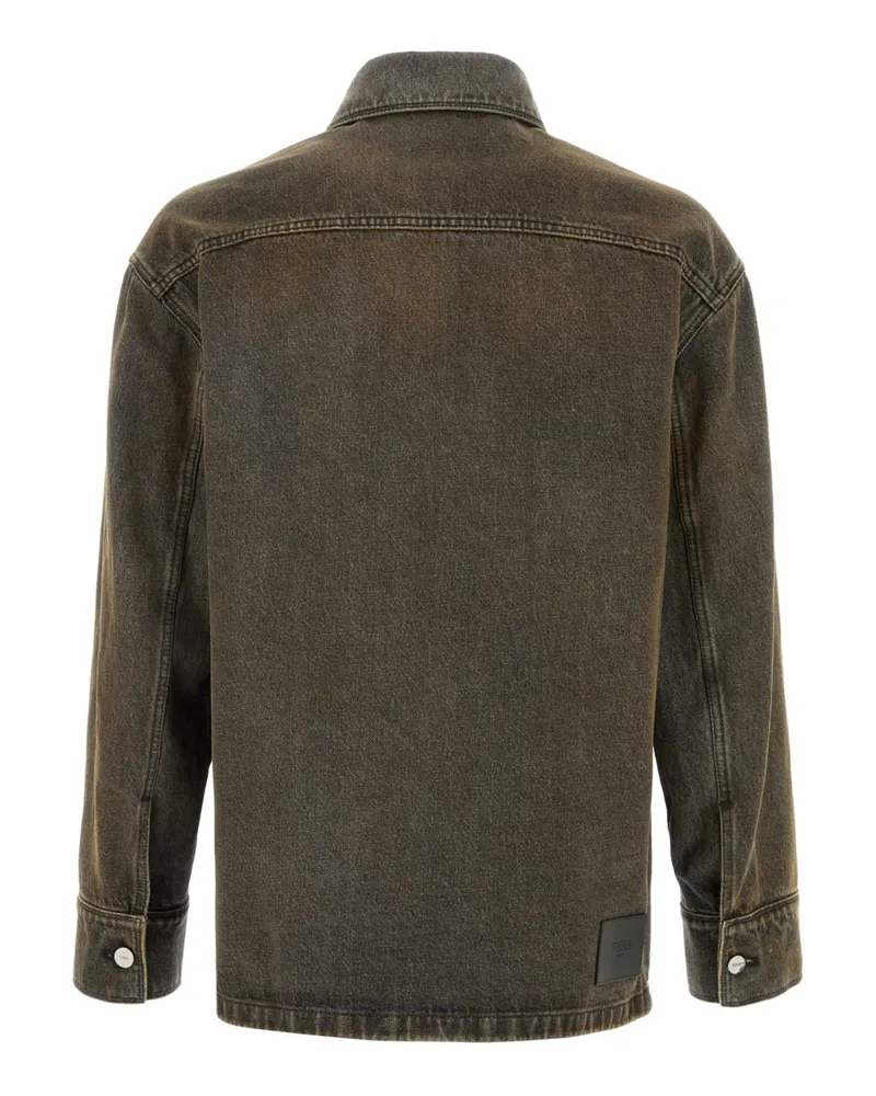 Fendi Men's Denim Jacket Argilla Exterior: Cotton Giubbini Brown