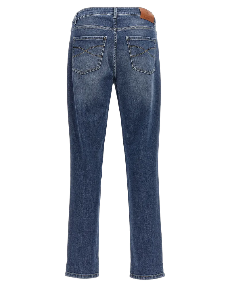 Brunello Cucinelli Men's Blue Cotton Slim Fit Jeans Clothing Blue