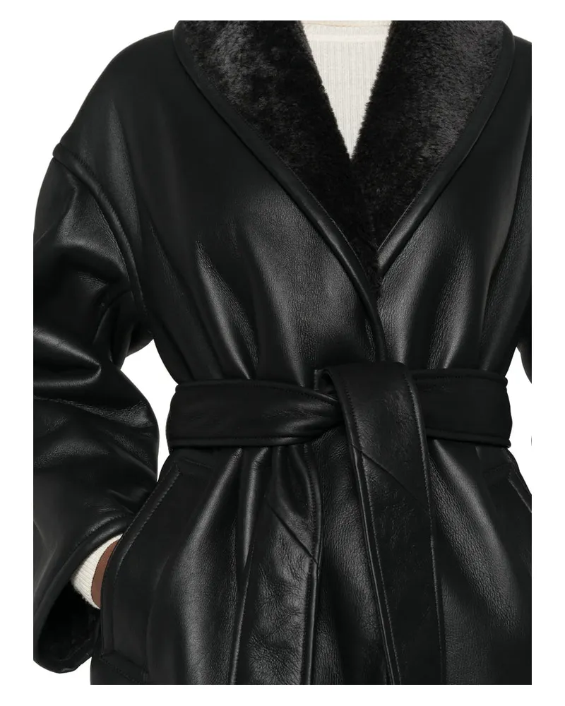 Joseph Sheepskin Belted Coat — Black Black
