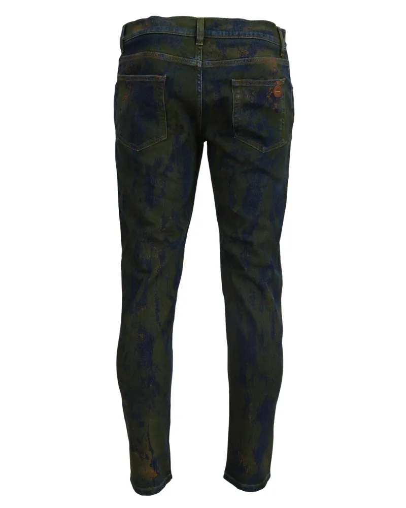 Dolce & Gabbana Men's Blue Green Skinny Cotton Denim Jeans Clothing Green