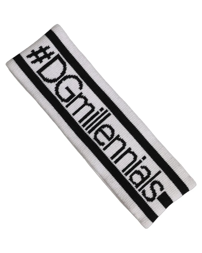 Dolce & Gabbana Women's White Wool Knit #dgmillennials Head Band Hat Virgin Elastane Nylon White