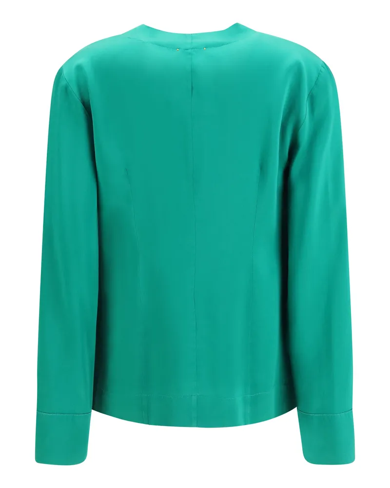forte_forte Silk Satin Shirt — Green 