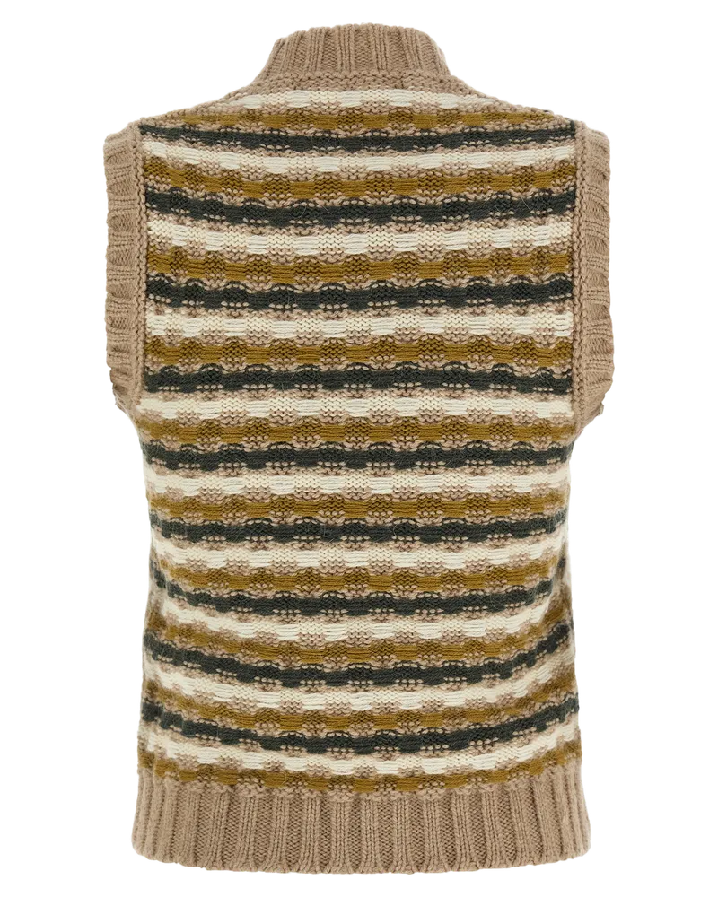 Marni Jacquard Geometric-Patterned Sleeveless Top — Beige Beige
