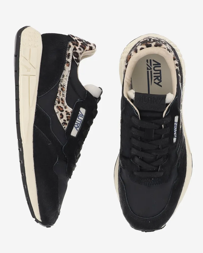 AUTRY Women's Sneakers Reelwind Ponyskin Black Nylon Trainers Black