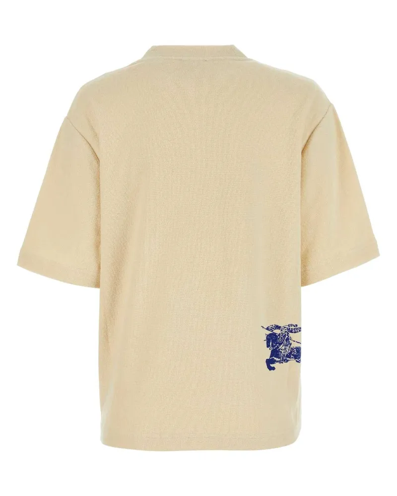 Burberry Women Cream Terry Fabric Oversize T-Shirt Calico Exterior: Cotton Beige