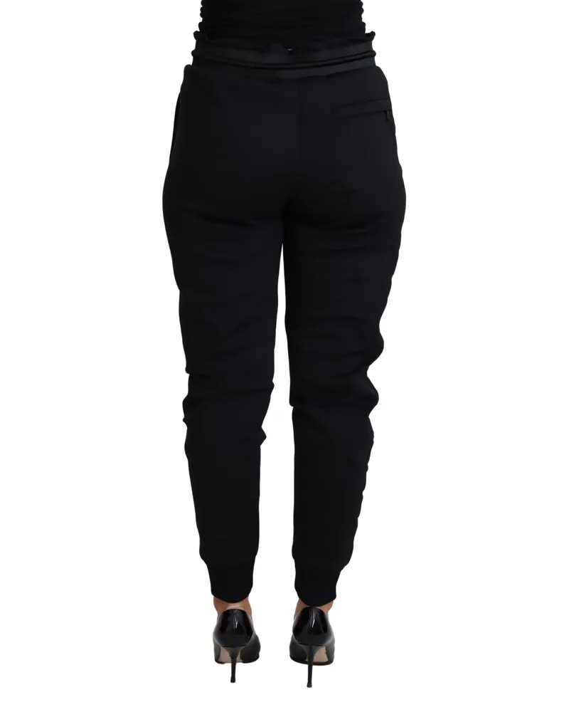 Dolce & Gabbana Women Black Polyester Neoprene Jogger Trouser Pants Polyurethane Black