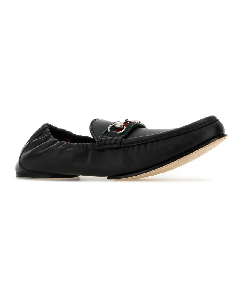 Gucci Men's Black Leather Horsebit 1953 Loafers Blackvrv Lamb Mocassini Black