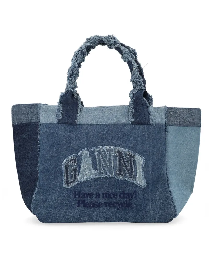 Ganni Organic Cotton Tote Bag — Blue Blue