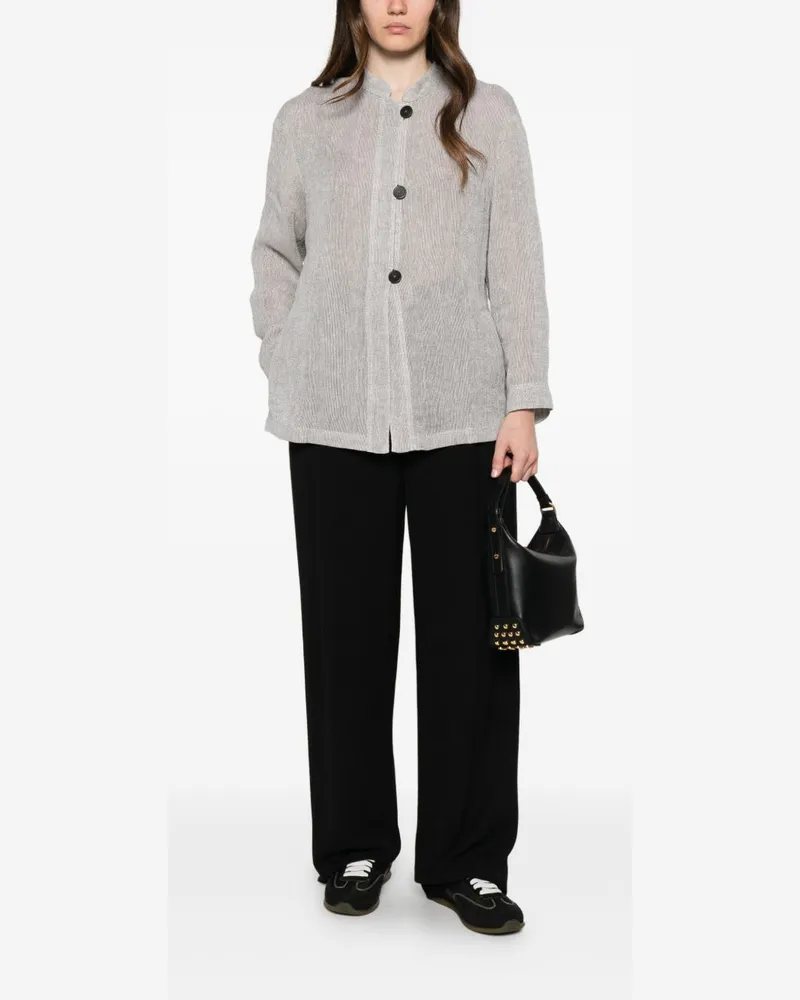 Emporio Armani Linen Buttoned Jacket — Grey Grey
