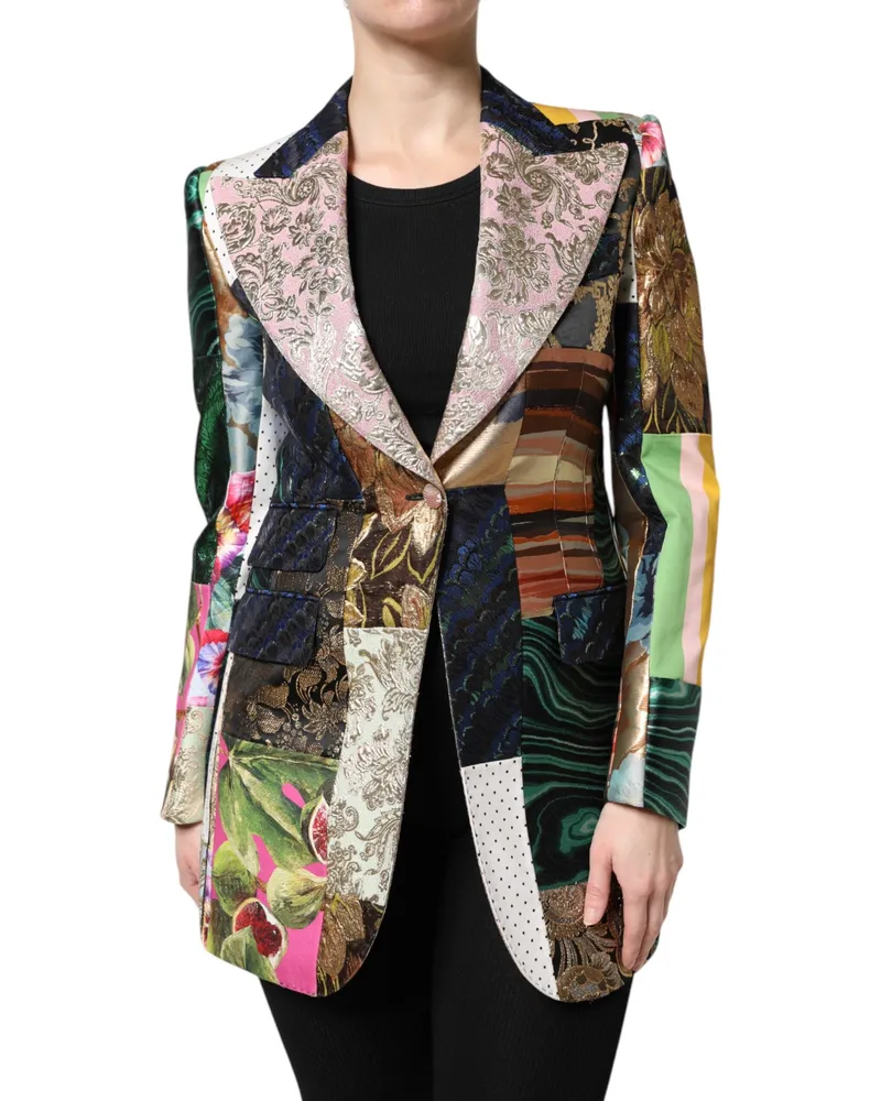 Dolce & Gabbana Women's Multicolor Floral Patchwork Jacquard Jacket Clothing Multicolor