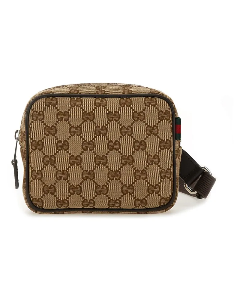 Gucci GG Motif Technical Fabric Shoulder Bag — Beige Beige