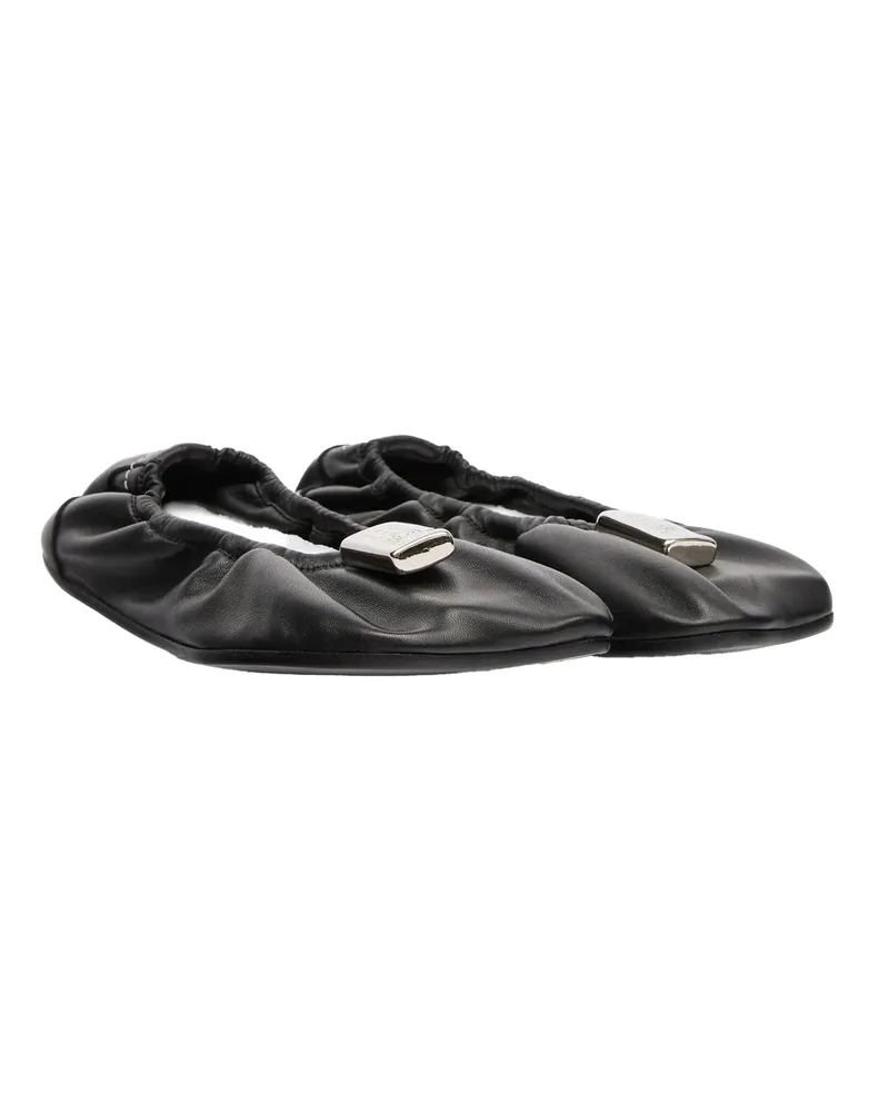 Maison Margiela Gathered Vamp with Metal Charm Ballet Flat — Black Black