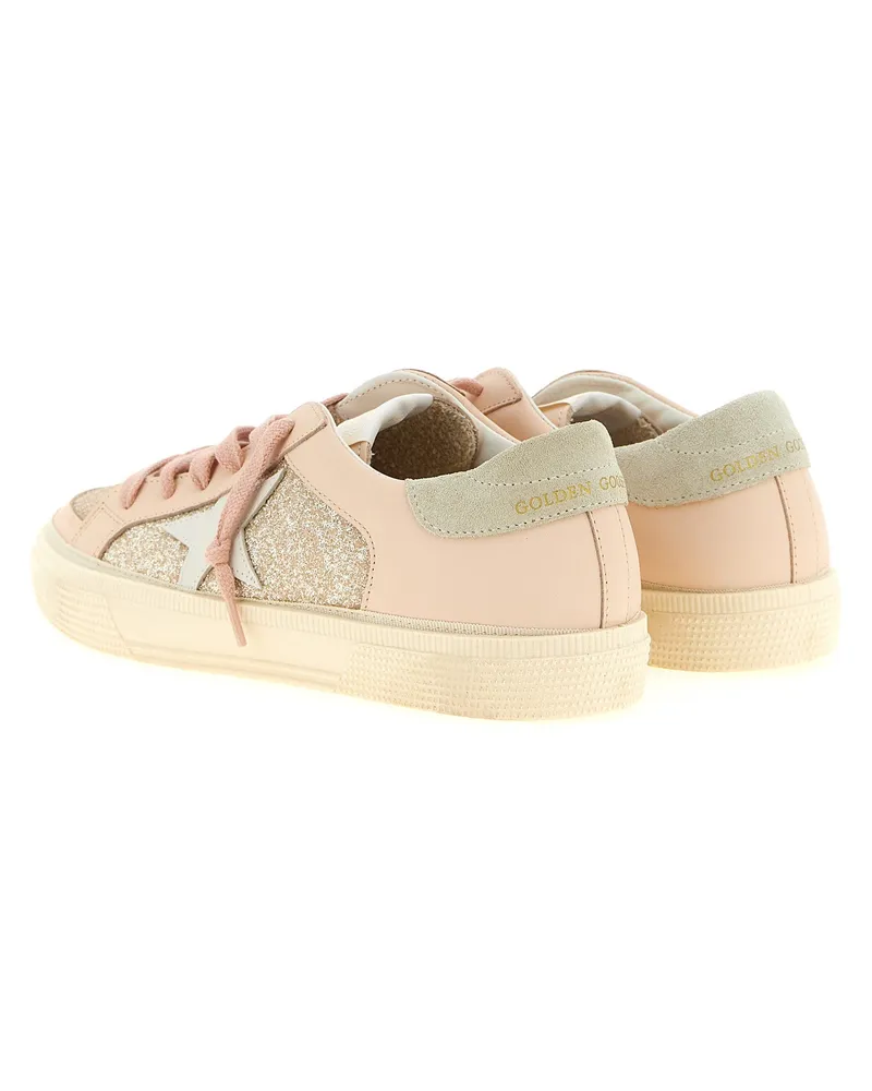 Golden Goose Glitter-Panel Sneakers — Pink Pink