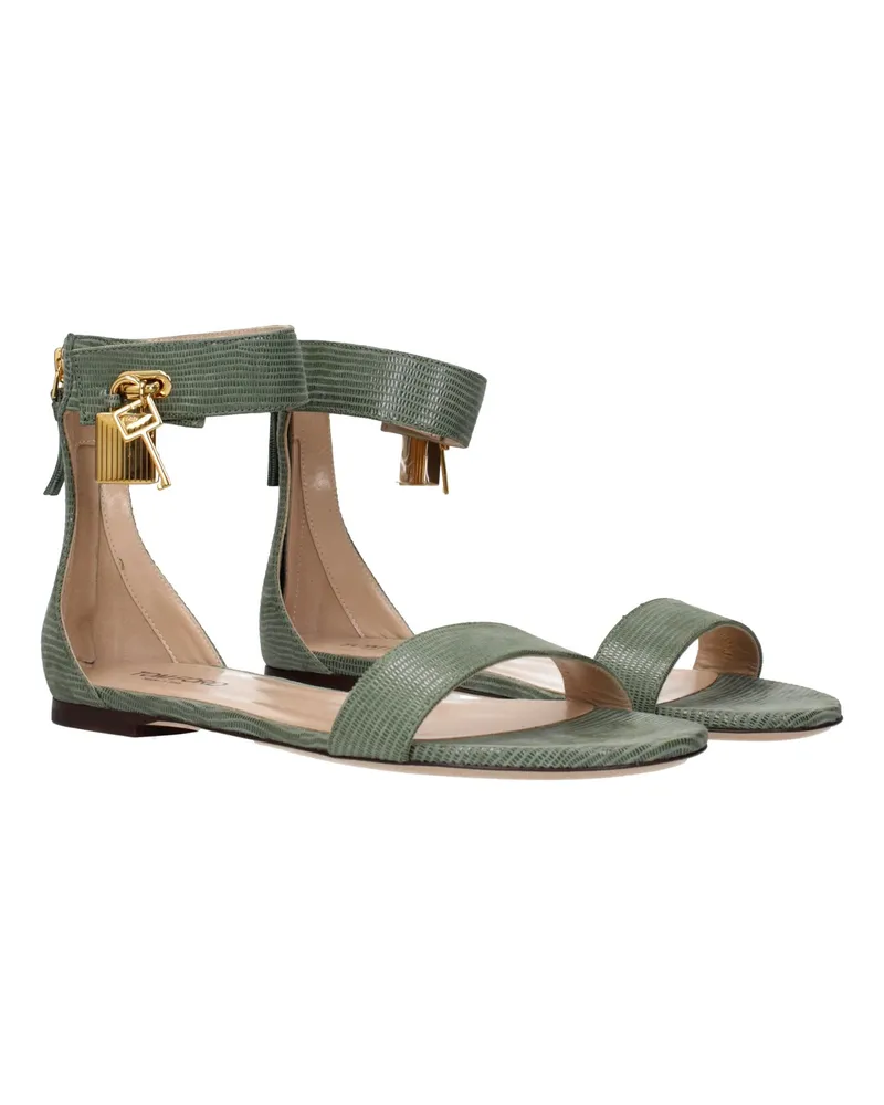 Tom Ford Leather Flat Sandal — Green Green