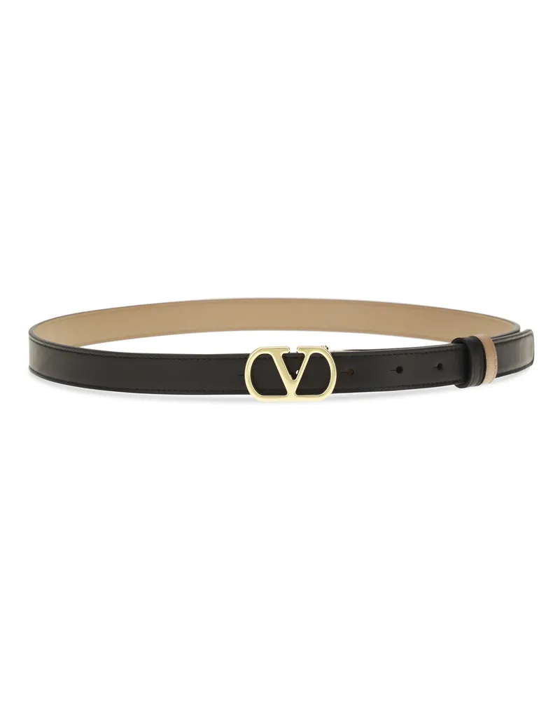 Valentino Garavani Women's Belt Vlogo Signature Reversible Black-Smokey Brown Calf Leather Black/smokey Black