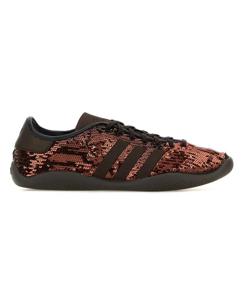 adidas Unisex Sequin-Embellished Sneaker Brown Fabric Brown