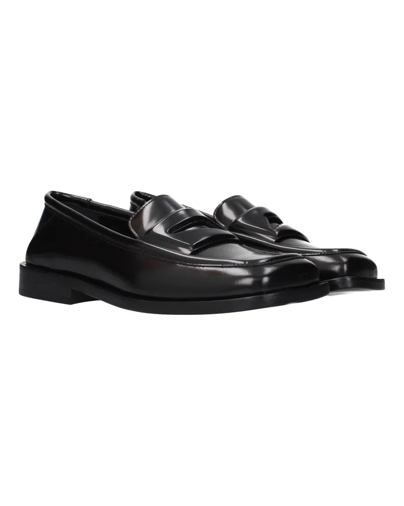 ATTICO Women's Black Leather Slip-On Loafers Black