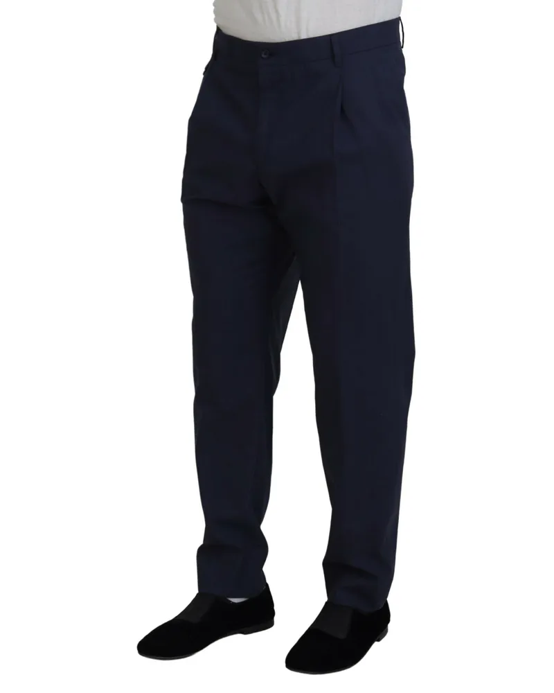 Dolce & Gabbana Men's Dark Blue Cotton Chino Formal Pants Navy