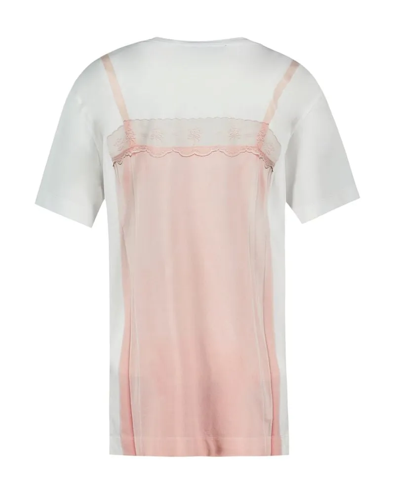 Simone Rocha Women Slip Dress Trompe Loeil T-Shirt -  Cotton White Ready-To-Wear T-Shirts White