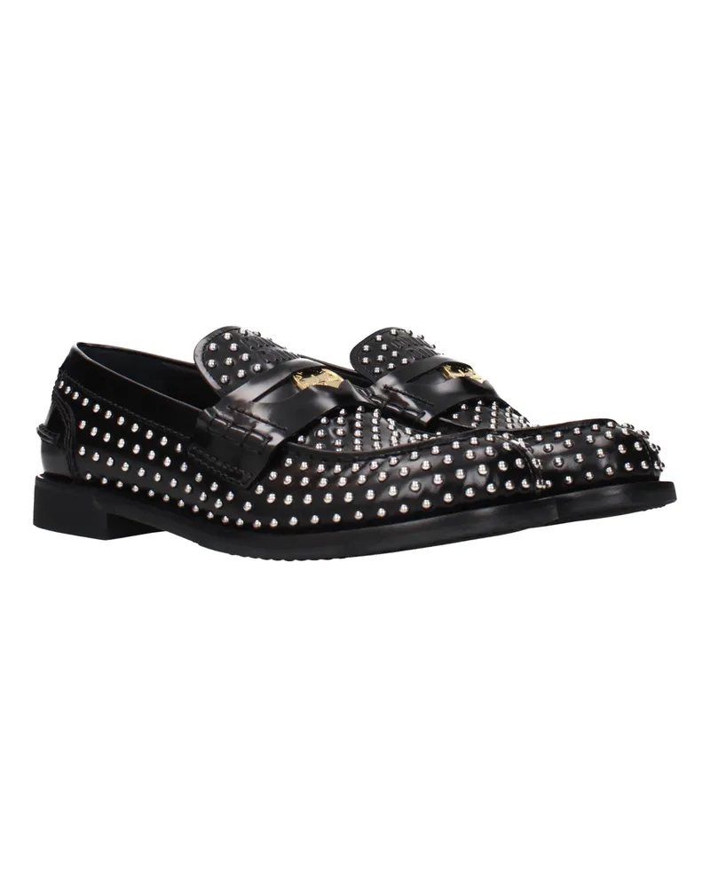 Miu Miu Women's Black Leather Slip-On Loafers Black