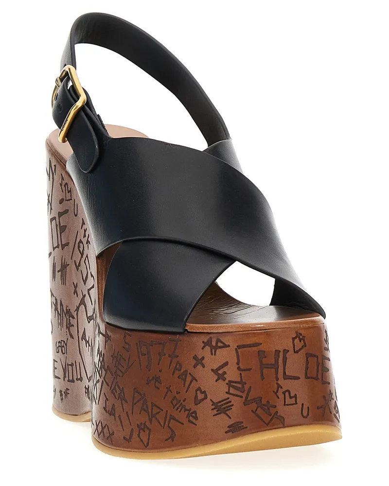 Chloé Maxime Wedge Sandal — Black Black
