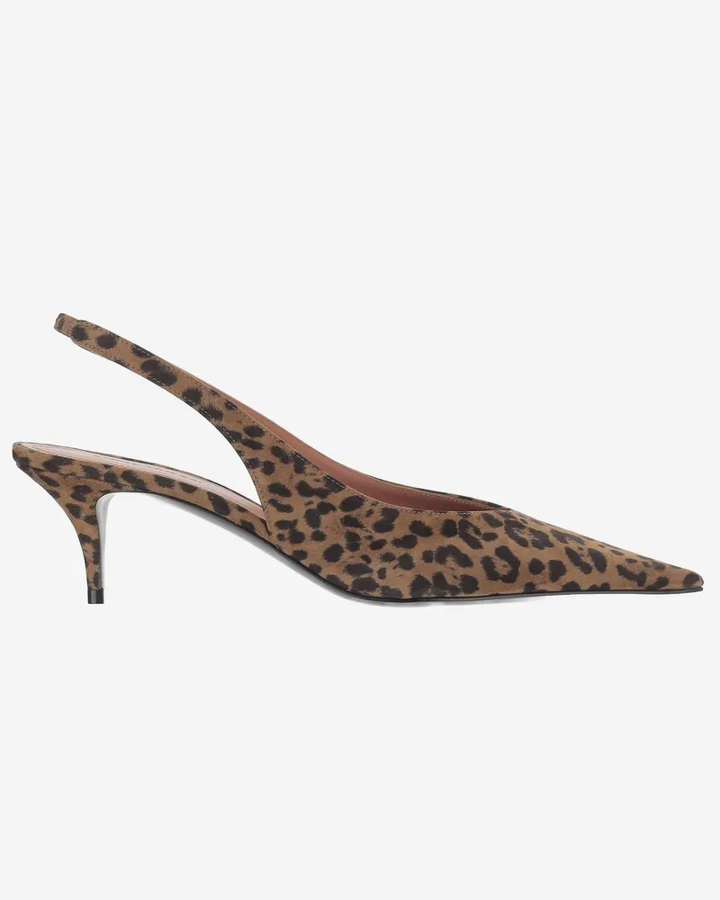 Amina Muaddi Women's Slingback Anok Suede Multicolour Leather Shoe Brown