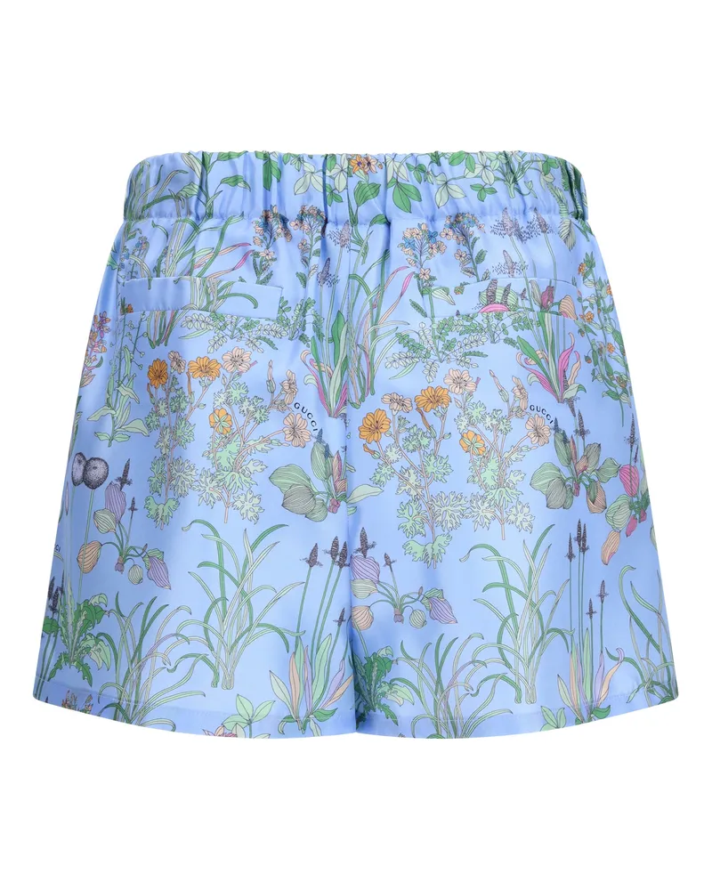 Gucci Women's Printed Silk Twill Shorts Azure-Ivory-Mc Bermuda Azure/ivory/mc Blue