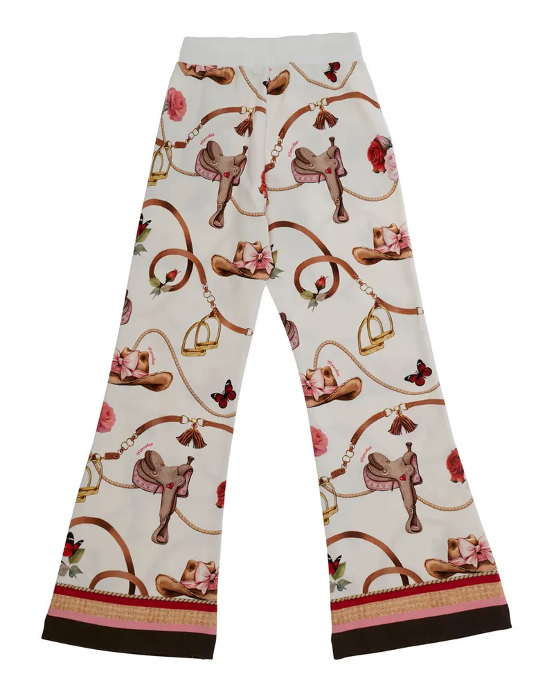 Monnalisa Girls' Fleece Pants Multicolour Cotton Trousers Multicolor