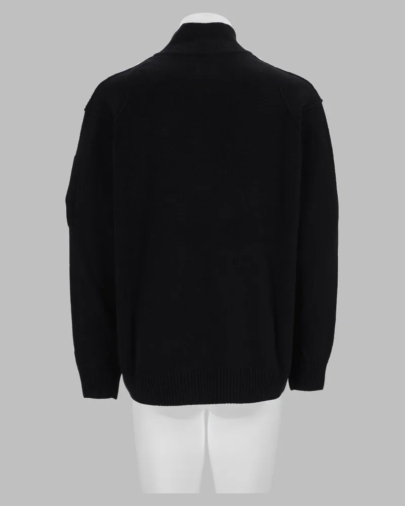 C.P. Company Zip-Up Wool Blend Sweater — Black Black