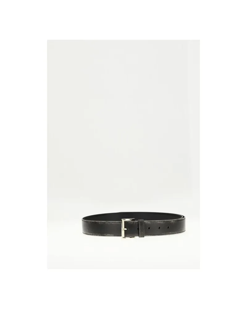Prada Women's Black Calf Leather Bos Taurus Regular Belt Black
