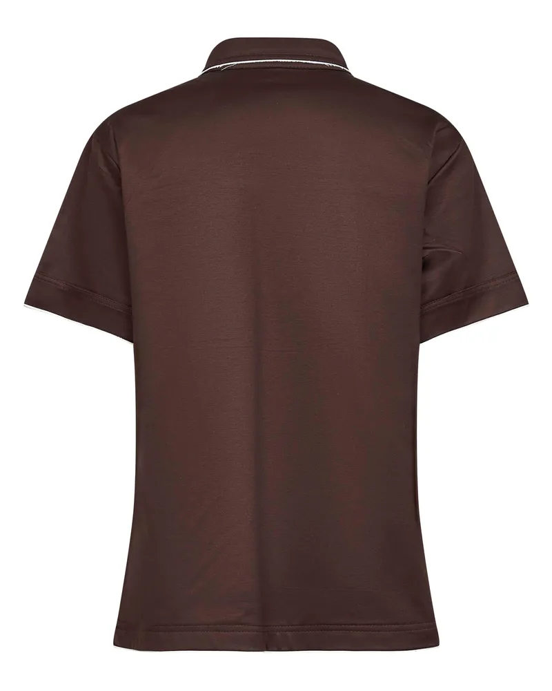 Prada Women's Ebony Lisle Cotton Polo Shirt Brown Natural (veg) - Tops Brown