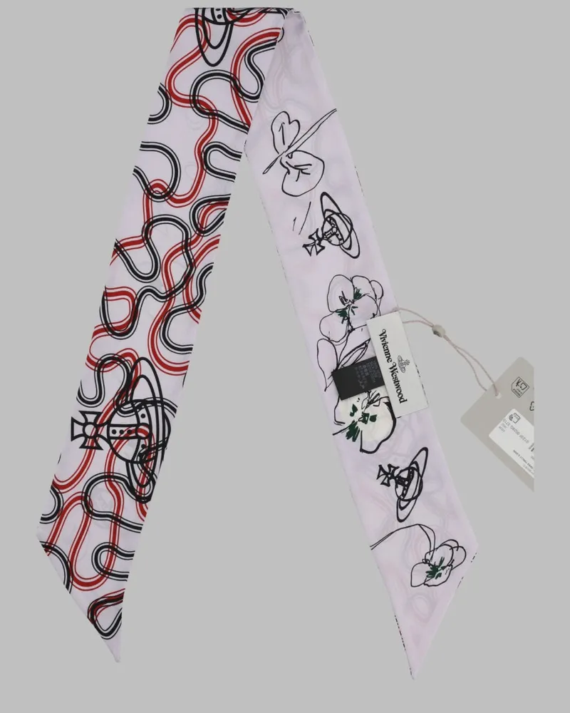 Vivienne Westwood Silk Bandeau with Flower & Orbs Motif Scarf — Purple Purple
