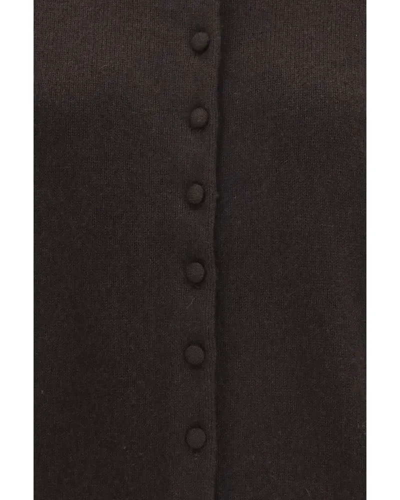 Lisa Yang Women's Cashmere Cardigan Denie Dark Oak (capra Hircus) Sweater Brown