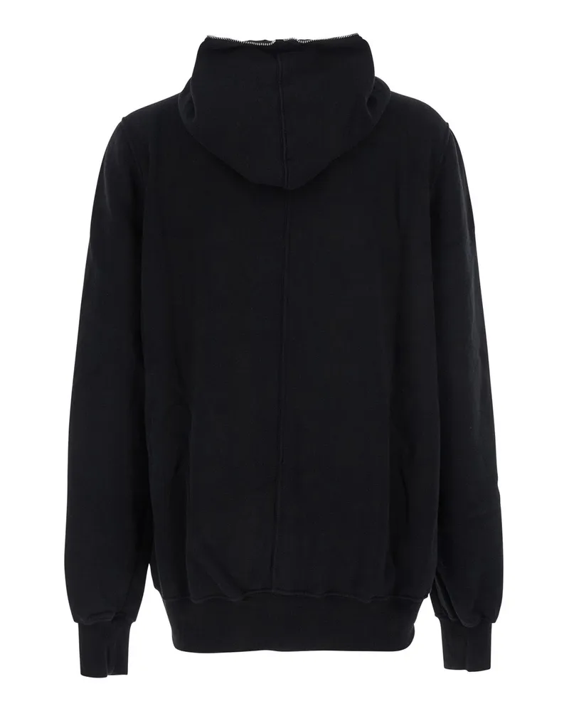Rick Owens Men's Black Hoodie With Kangaroo Pocket Cotton Sweatshirts Sweater Black