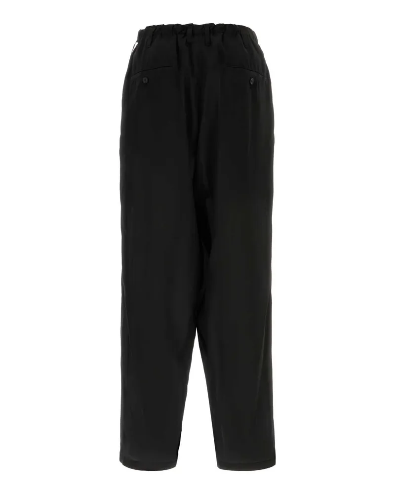 Yohji Yamamoto Men's Black Crepe Pant Exterior: Silk Pantaloni Trousers Black